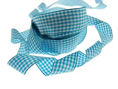 Gingham Ribbon - Choice Of 14 Lovely Colours & 3 Sizes - 5mm 10mm & 25mm • £2.99