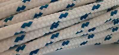 5/16 X 100 Ft. Double Braid-Yacht Braid Polyester Rope Hank. White/Blue • $49