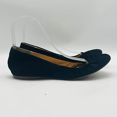 J Crew Ballet Flats Womens 8 Black Cece Made In Italy Suede Balletcore Shoes • $39.99