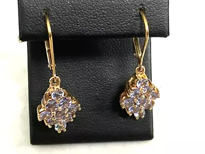 14k Yellow Gold Tanzanite Dangle Earrings • $299