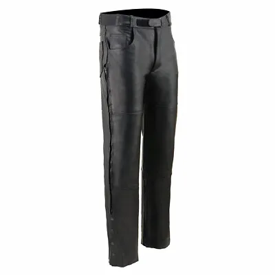 Milwaukee Leather SH1150 Men's Black Leather Motorcycle Over Pants With Jean • $144.99