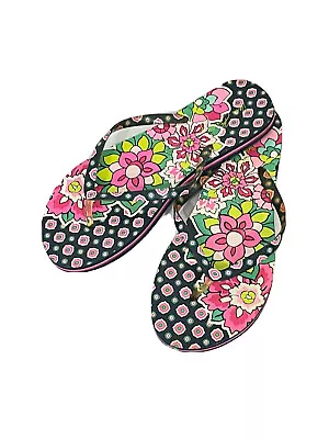 Vera Bradley Large 9-10 Flip Flops Navy Blue Pink Floral Paisley Sandals • $14.40