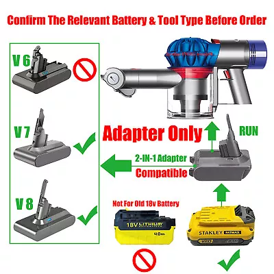 1x Adapter For Stanley FATMAX V20 (Not Old 18v) Batteries To Dyson V7 V8 Vacuum • $32.99