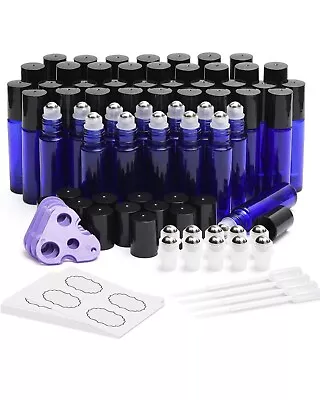 48x 10ml Essential Oil Roller Bottles Glass W/ Stainless Steel Roller Dropper • $27.99