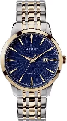 Accurist Mens Watch With Blue Dial And Two Tone Bracelet 7368 • £39.99