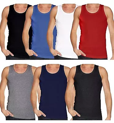 6 X MENS MENS VEST 100% COTTON GYM ATHLETIC VESTS TANK TOP  TRAINING VEST S- 5xl • £5.99