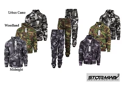 Mens Army Camo Camouflage Fleece Tracksuit Hoodie | Zipper | Joggers • £9.95