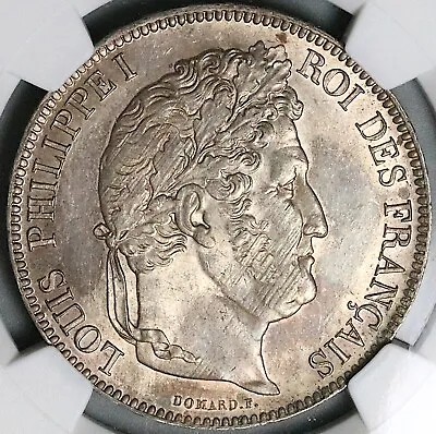 1834-W NGC MS 62 France 5 Francs Louis Philippe I Lille Silver Coin (23102701C) • $650