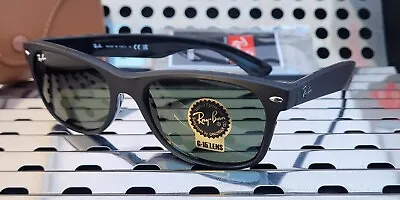 New Ray Ban RB2132 646231 New Wayfarer Sunglasses Rubber Blk-Blk /55mm G15 Green • $149.95