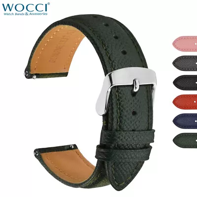 WOCCI Texture Leather Watch Strap 18mm 20mm 22mm Quick Release For Women And Men • $21.99