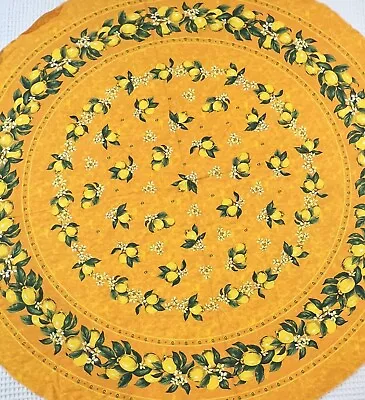 Tovaglia French Provencal 70  Round Tablecloth Yellow Lemons 180cm Cotton Italy • $34.99