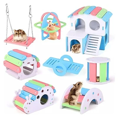 £3.95 • Buy Pet Hamster Hideout House Cage Accessorie Slide Ladder Mouse Bridge Exercise Toy