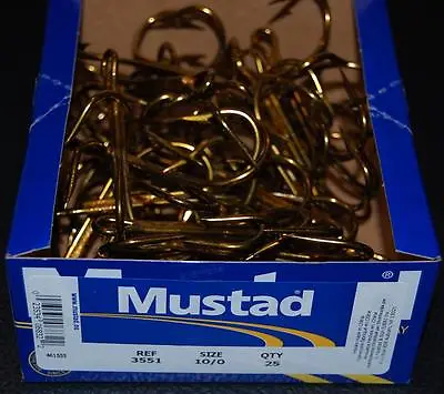 25 Pack Mustad 3551 Size 10/0 Bronze Ringed Style Treble Hooks Big Game Snagging • $46.99