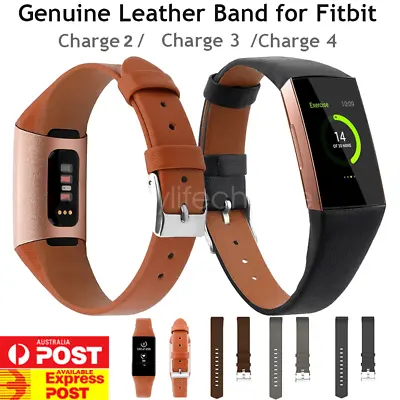 $13.49 • Buy Leather Watch Band Strap For Fitbit Charge 3 4 2 Genuine Leather Wrist Wristband