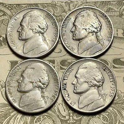 1938 P/D/S + 1939-D Jefferson Nickel Lot - Key Dates • $6