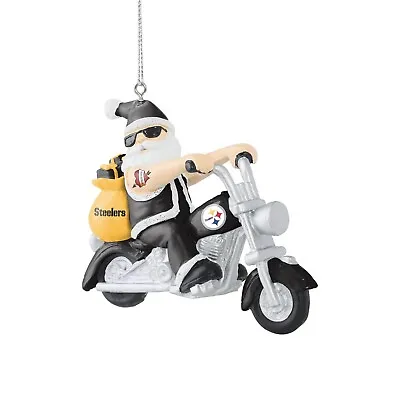 Pittsburgh Steelers Christmas Tree Holiday Ornament - Santa On Motorcycle - Logo • $14.36