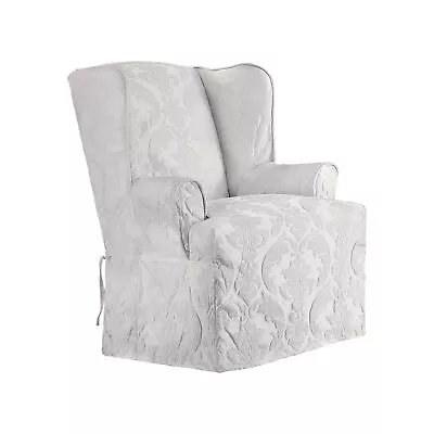 SureFit Matelasse Damask Furniture Cover Wingback Chair White • $117.39