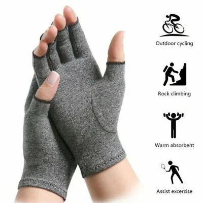 $12.99 • Buy Fingerless Heated Arthritis Hand Support Compression Gloves Half Finger Mittens