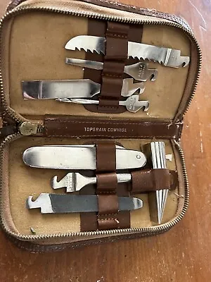 VINTAGE ALKER Germany Pocket Knife Tool Kit In Original Leather Case 7 Tools • $100