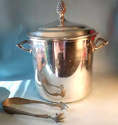 Vintage Ice Bucket W/ Talon Tongs Silver Plated Nieman Marcus Style Mid Century • $42.49