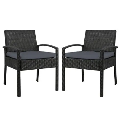 $183.95 • Buy Gardeon Outdoor Furniture Dining Chairs Wicker Garden Patio Cushion Black X2