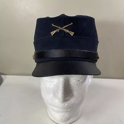 Civil War Reenactment Hat Size Medium (M) Navy Suede Leather - Henschel Hat Co • $59.99