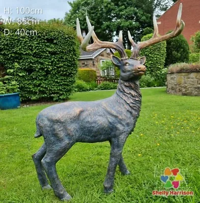 Large Proud Stag & Antlers Statue Buck Deer Garden Ornament Sculpture • £199.99