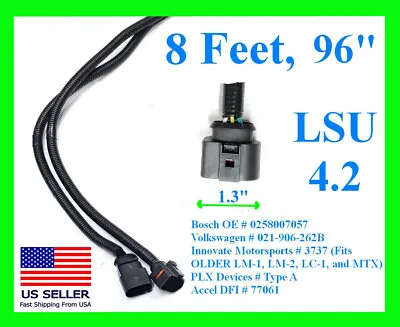 8FT 96  LSU4.2 Fit Bosch WBO2 Wideband O2 Sensor Extension Harness Cable LSU 4.2 • $44.99