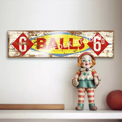 Carnival Ball Game 40cm Sign Funfair Vintage Style Sideshow Wood Wall Plaque • £24.50