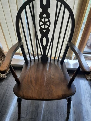 £50 • Buy Vintage Windsor Spindle Wheel Back Carver Chair Armchair Wooden Oak?