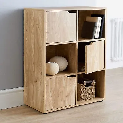 6 Cube Storage Unit Drawers Shelves Bookcase Cabinet Display Wooden Shelves Oak • £49.90