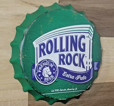 Rolling Rock Beer Bottle Cap Round Metal Sign Man Cave Bar Decor Beer Signs  • $20.77