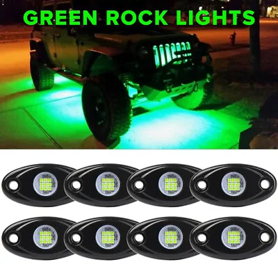 8 Pods Green LED Rock Lights For Can AM Polaris RZR XP 1000 UTV ATV Accessories • $44.99