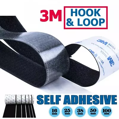 3M Self Adhesive HOOK And LOOP Fastener Tape Sticky Back Black Or White Fastenin • $3.25