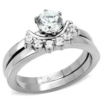 Platinum/steel Alloy 1.02 Carat Simulated Moissanite 2 Wedding Rings Set Size 6 • $86.99