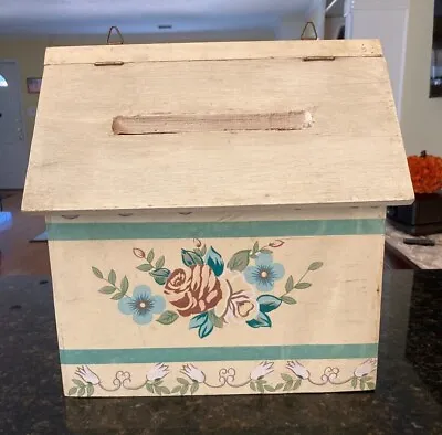 $9.99 • Buy Vintage Large Country Wooden Hanging Wall Mount Mailbox Painted W/ Flowers