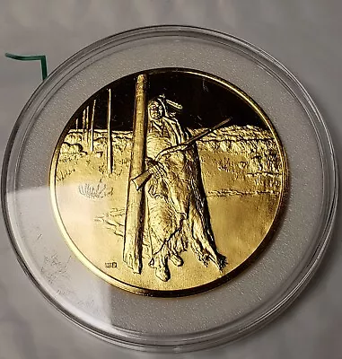 Franklin Mint The Greatest Art Of American West 24Kt Gold Plated Bronze Medal 2  • $22