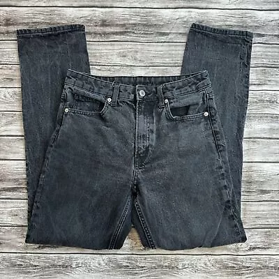 &Denim By H&M Women's Vintage Straight Jeans Acid Wash Black Grey Gray 6 Ripped • $18