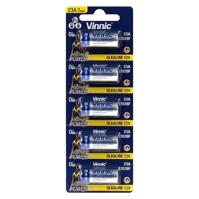 5 X Vinnic A23 Alkaline Batteries 12V - 23A MN21 E23A LRV08 V23GA L1028 Remote • £3.99