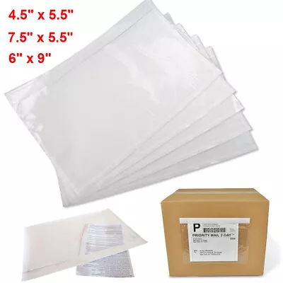 100-500 Packing List Envelopes 4.5x5.5 7.5x5.5 6x9 Clear Self Seal Label Pouches • $34.96