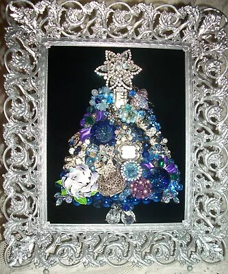 Vintage Jewelry Art Framed Christmas Tree  ***FREE SHIPPING*** 418 • $75