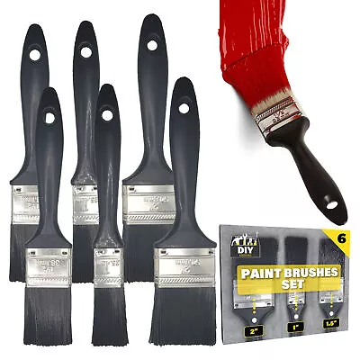 6 Pack Paint Brush Set Decorating Brushes DIY Painting Professional Fine Bristle • £3.49