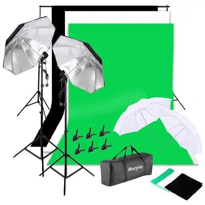 2X135W Photography Studio Kit Umbrella Lighting Kit Background Support Stand • £55.99