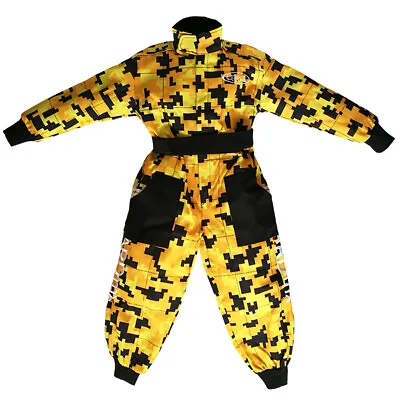 Leopard Kids Race Camo Suits Overalls Karting Quad MX Motocross Off ROAD Yellow • £21.05