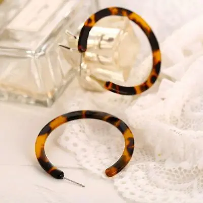 £3.37 • Buy Acrylic Marbled Earring Leopard Round Hoop Earrings Women Tortoise Shell Jewelry