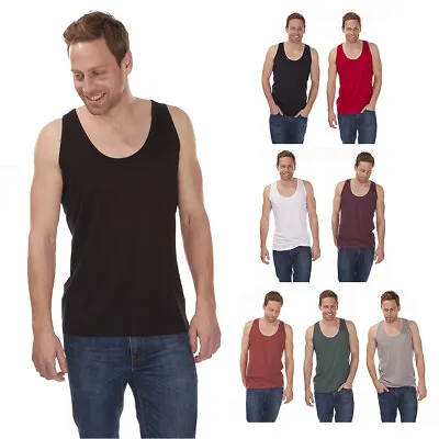 CARGO BAY Mens Vest Top Tank Muscle Back Jersey Plain Casual Basic S M L XL XXL • £4.99