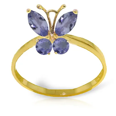 Brand New 0.6 Carat 14K Solid Gold Butterfly Ring Natural Tanzanite • £393.42