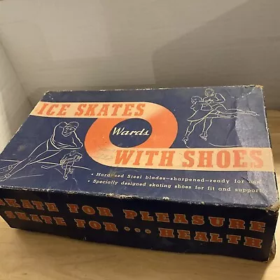 Pair Vintage Montgomery Ward Ice Skates Ladies Size 5 White No 6014 Chromium • $19.90