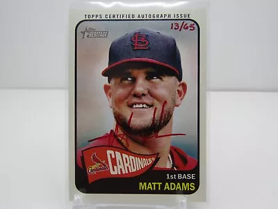 Matt Adams 2014 Topps Heritage Real One Red Ink Autograph Auto #13/65! • $37.05