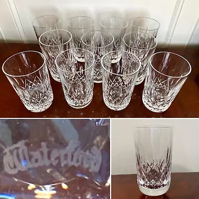 11 WATERFORD CRYSTAL Lismore 12 Oz Highball Water Tumblers Round-Bottom IRELAND • $499.99